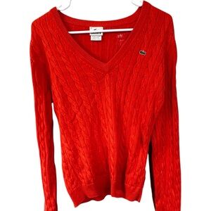 Lacoste Women's Vibrant orange V-Neck Sweater